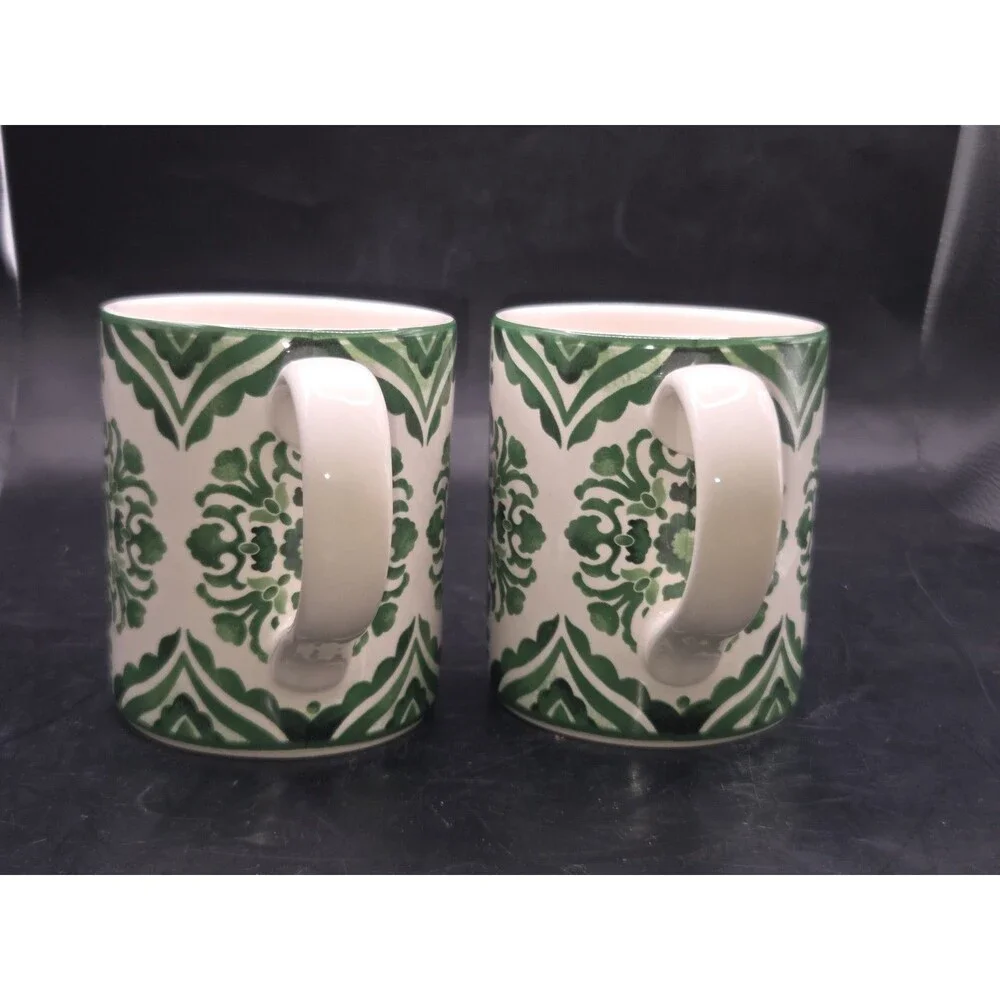 Sur La Table Coffee Mug Green Medallion Set Of 2 Designer